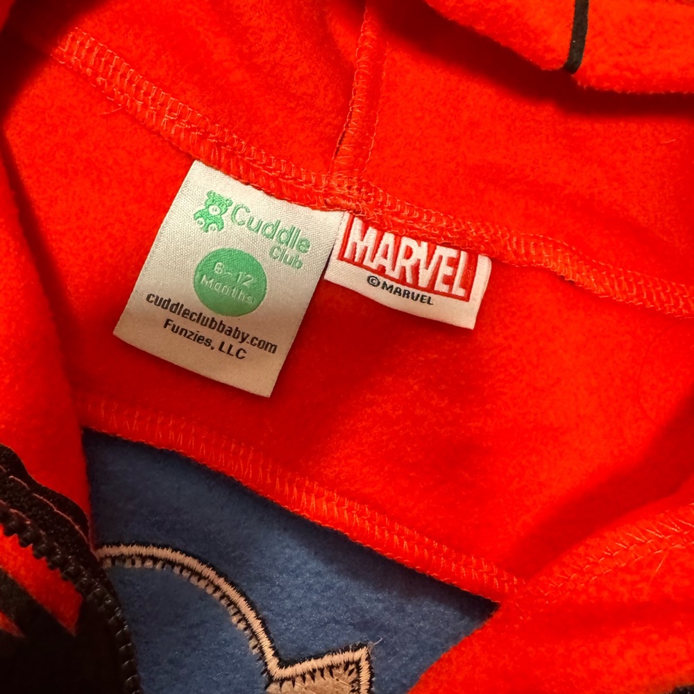 Marvel Red and Blue Kids Hooded Fleece Jumpsuit - Picture 2 of 2